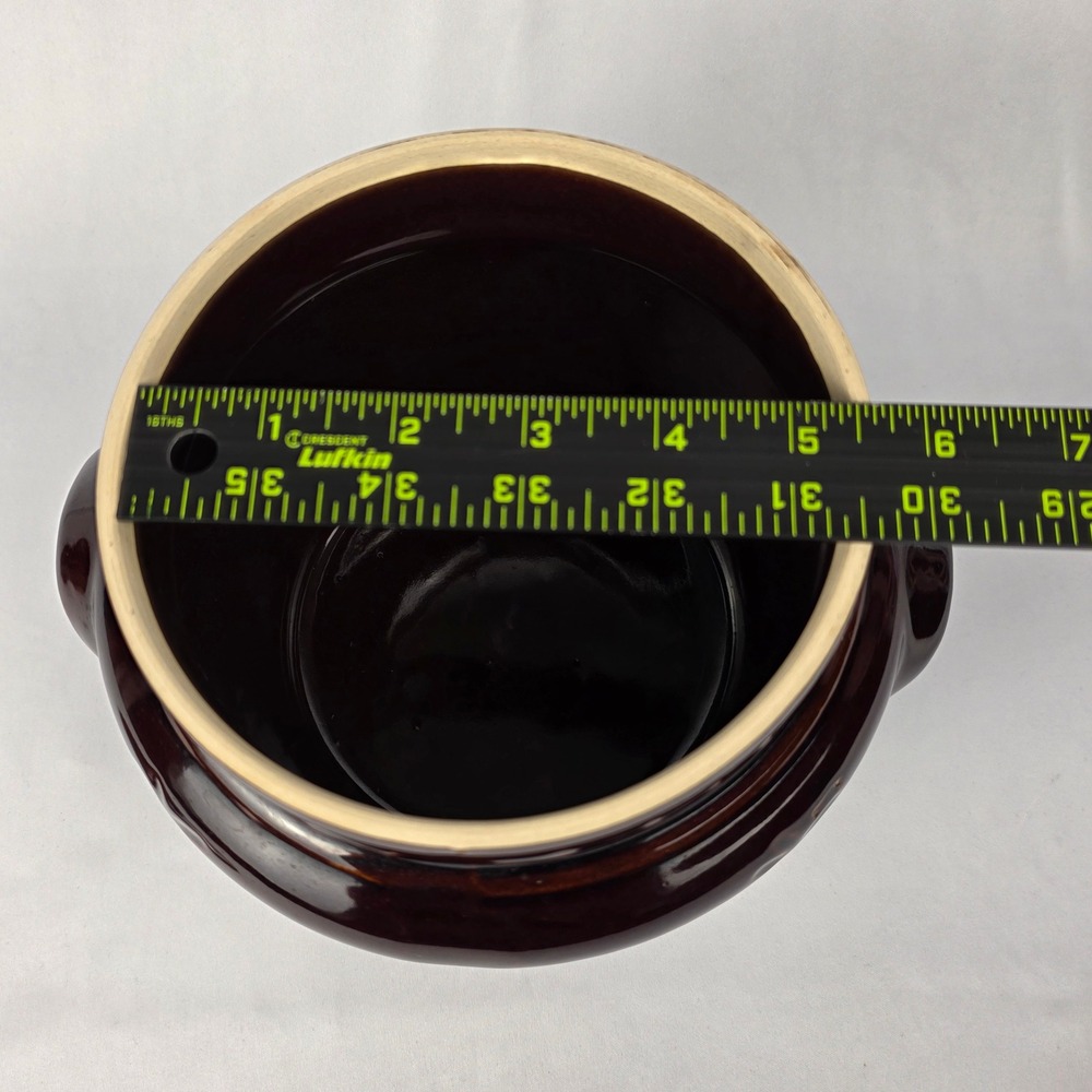 MAR‎ CREST Vtg Crock Pot Oven Proof Stoneware with Lid Brown 2 Handles Bean Pot - Picture 16 of 16